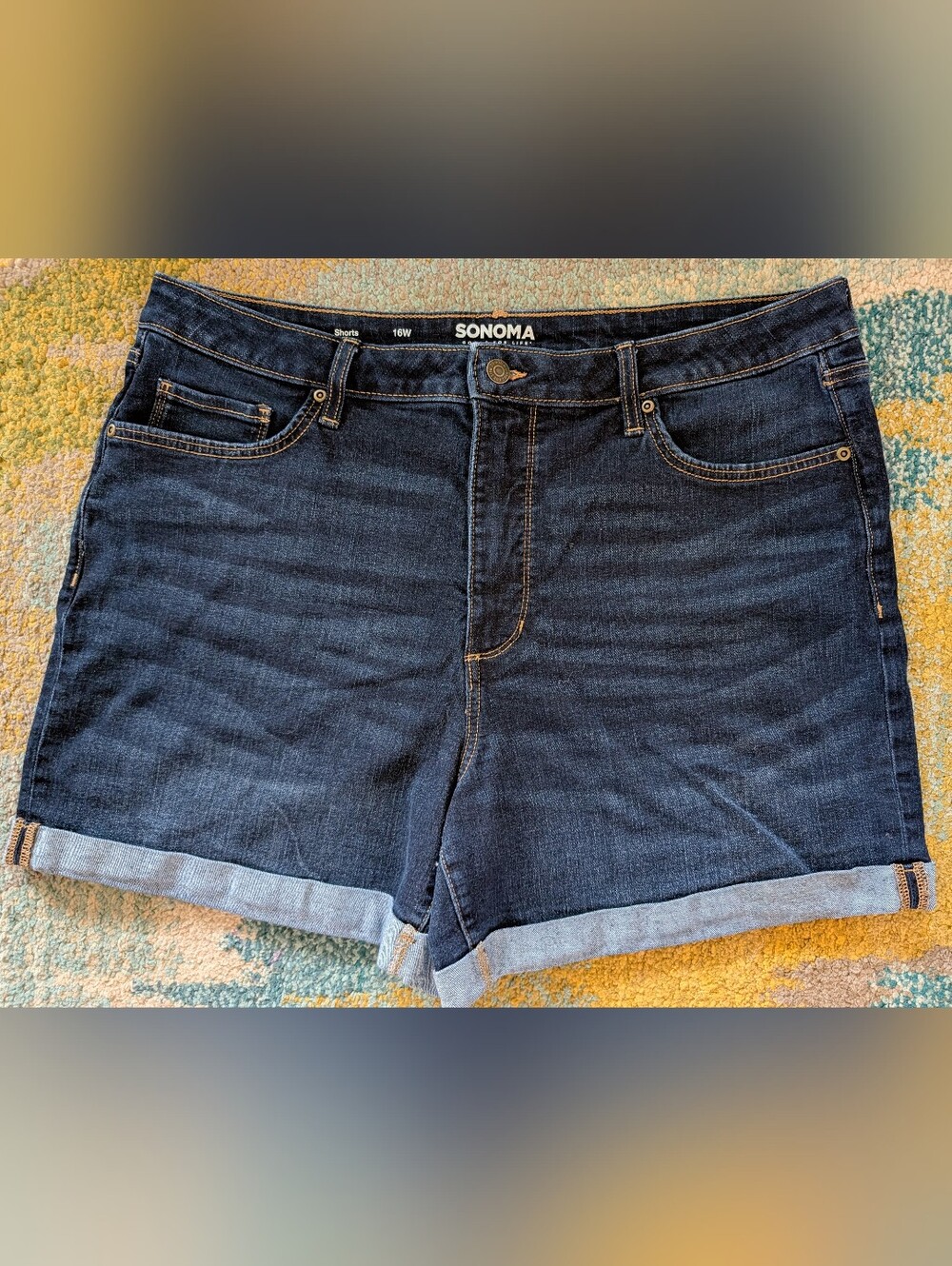 SONOMA Women’s Dark Blue Denim Shorts - Roll Cuff